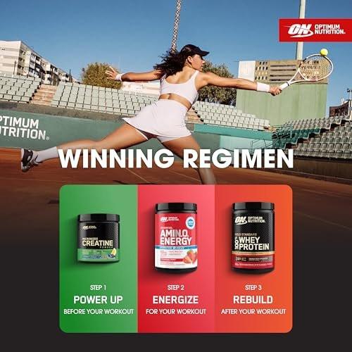 Optimum Nutrition Amino Energy Powder Plus Focus, with BCAA, Electrolytes, and Caffeine, Juicy Strawberry, 30 Servings - görsel 2