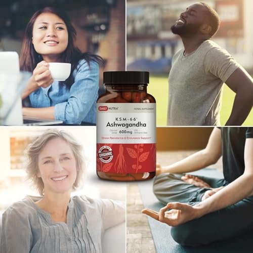DailyNutra KSM-66 Ashwagandha 600mg Organic Root Extract - High Potency Supplement with 5% Withanolides | Relieves Tiredness, Supports Relaxation, Focus, Energy, & Muscle Growth (60 Capsules) - görsel 9