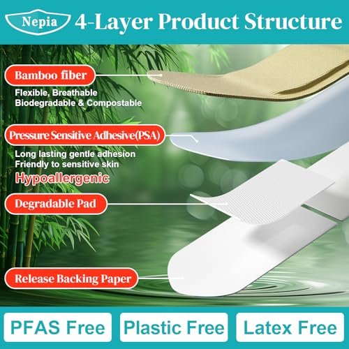 Nepia Hypoallergenic Bamboo Fabric Assorted Shapes Bandages | PFAS Free & Latex Free | Eco-Friendly Compostable Bandaids for Sensitive Skin & Scrapes | Flexible Fabric Family Pack (100 Count) - görsel 14