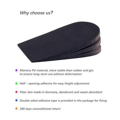 SIIHEA Adjustable Heel Lifts for Shoes, 1/4'' Height Increase Insoles for Achilles Tendonitis, Heel Pain, Leg Length Discrepancy, Plantar Fasciitis, Shoe Lifts Men, Women (Black, Medium (1 Pair))