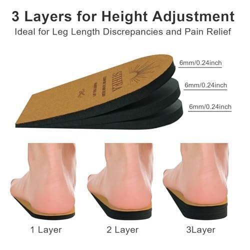 SIIHEA Adjustable Heel Lifts for Shoes, 1/4'' Height Increase Insoles for Achilles Tendonitis, Heel Pain, Leg Length Discrepancy, Plantar Fasciitis, Shoe Lifts (Large (1 Pair), Brown) - görsel 1