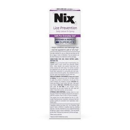 Nix Lice Prevention Daily Leave-In Spray for Kids - Long-Lasting Protection, Repels Superlice, 6 Fl Oz