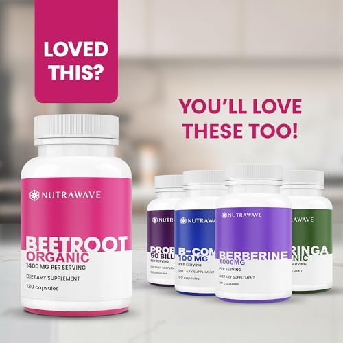 Nutra Wave 1400mg Organic Beet Root Capsules Per Serving – Nitric Oxide Booster for Men – Supports Blood Pressure, Energy, Circulation & Heart Health – Non-GMO, Vegan – 120 Capsules / 60 Day Supply - görsel 7