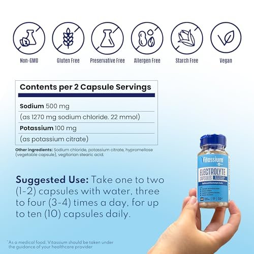 Vitassium Electrolyte Capsules, Electrolytes – Precise Electrolyte Ratio: Each capsule contains 500mg sodium and – Image 12