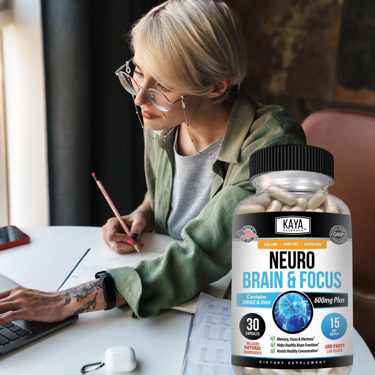 Kaya Naturals - Neuro Brain for Memory & Focus - Nootropic Energy Capsule - Nootropic Brain Support Supplement - Focus & Concentration & Learning Accuracy - Cognitive Function - 30 Count - görsel 17