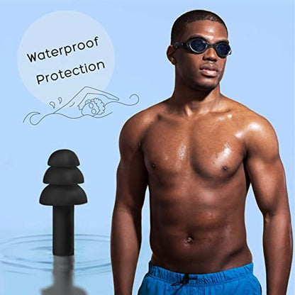 Anbow Soft Ear Plugs for Sleeping Noise Reduction, Made of Silicone, Suitable for Sleeping & Swimming, Soft Reusable Earplugs for Noise Reduction, Adjustable Size for Concerts & Snoring (3 Pairs)