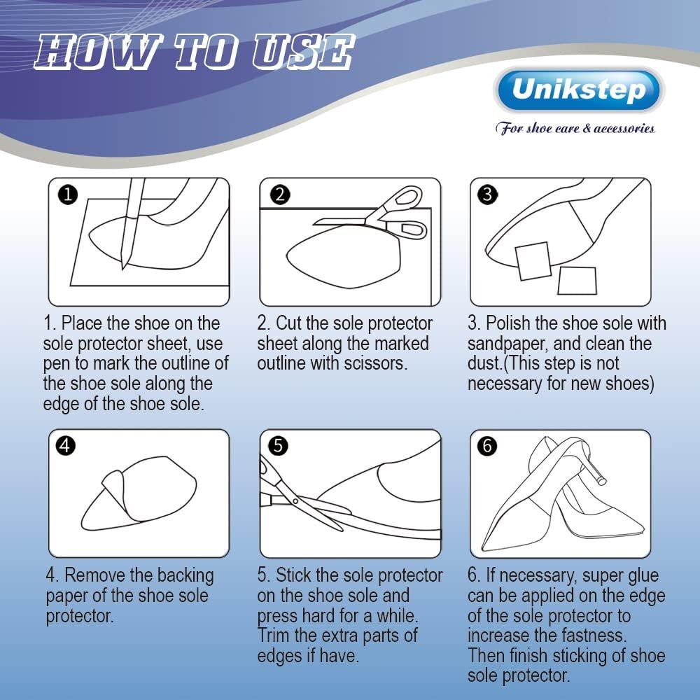 Unikstep 4 Pieces Shoe Sole Protectors, Shoe Bottom and Heel Anti Slip Grip Pads, Self Adhesive Non Skid Noise Reduction Sticker (Black) - görsel 10