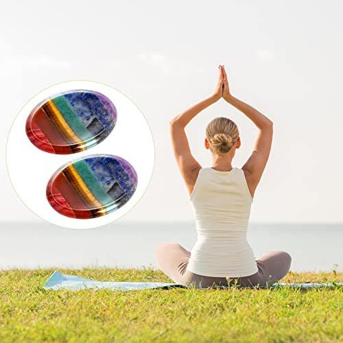 Marrywindix 2 Packs Natural Thumb Worry Stone Set 7 Chakra Crystals Healing Stones for Anxiety Stress Relief Meditation Crystal Therapy - görsel 9