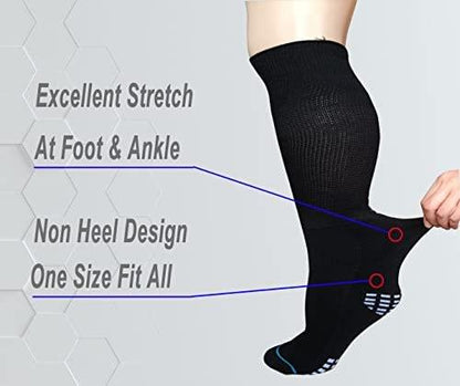 COIYUFUX Extra Wide Diabetic Socks For Bariatric Feet Knee High Diabetic Sox Men Women, Walking Boot Cast Sock for Lymphedema Swollen Foot Ankle Leg