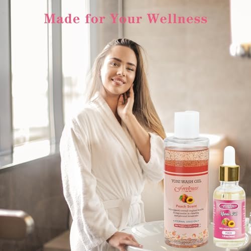 forvirness Natural Feminine Wash Yoni Oil Set, Body Cleanser with Cleaning Factor, Yoni Wash for Women pH Balance, 1 fl.oz Peach Feminine Oil & 6.7 fl.oz Intimate Cleanser - görsel 1