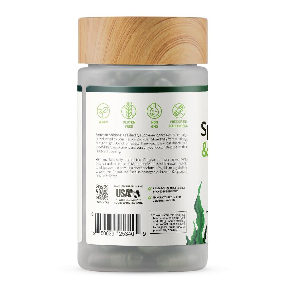 Snap Supplements Organic Spirulina and Chlorella - Protein Rich Blue Green Algae Superfood Supplement for Energy and Immune Support, 120 Vegetarian Capsules (30 Servings, 1 Month Supply) - görsel 7