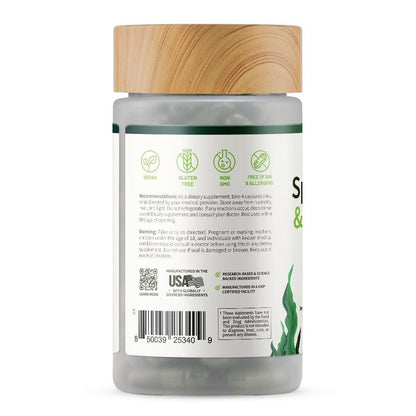 Snap Supplements Organic Spirulina and Chlorella - Protein Rich Blue Green Algae Superfood Supplement for Energy and Immune Support, 120 Vegetarian Capsules (30 Servings, 1 Month Supply)
