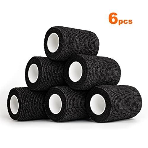 YAXEON Self Adhesive Bandage Wrap | 6 Rolls 3"x 5 Yards Medical Tape, Vet Tape, Athletic Tape, Elastic Cohesive Bandage for Sports Injury, Stretch Athletic, Ankle (Black) - görsel 11