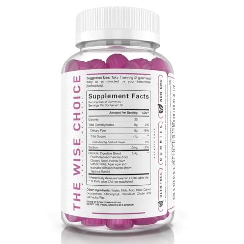 PUREFINITY Fiber Gummies for Adults with Inulin FOS from Chicory Root, Sugar Free Prebiotic Supplement for Daily Digestion & Constipation Support – Non-GMO, Vegan, 60 Count - görsel 9