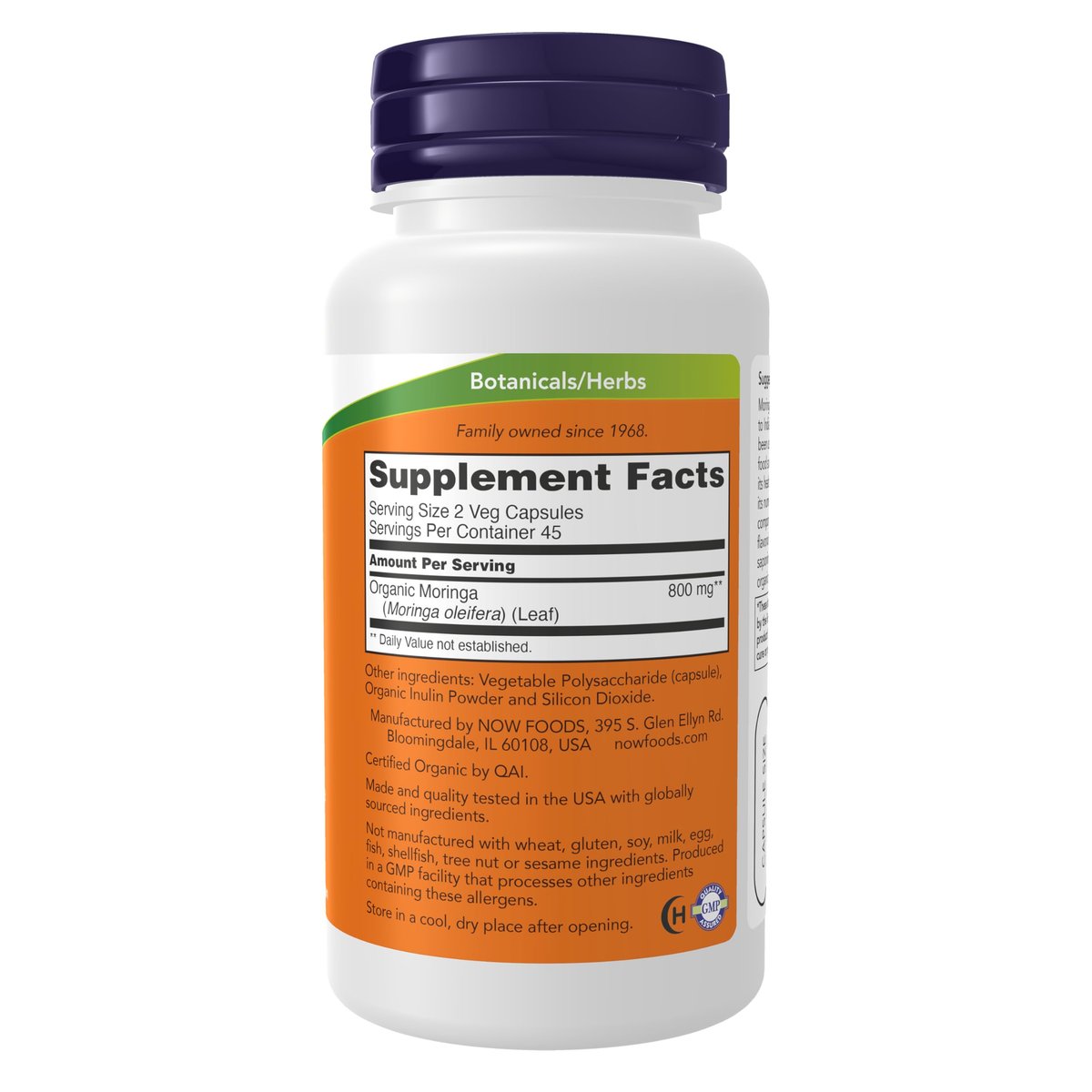 NOW Supplements, Moringa Leaf, Green Super Herb, Made with Organic Moringa, Free Radical Protection*, 90 Veg Capsules - görsel 4