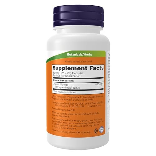 NOW Supplements, Moringa Leaf, Green Super Herb, Made with Organic Moringa, Free Radical Protection*, 90 Veg Capsules - görsel 3