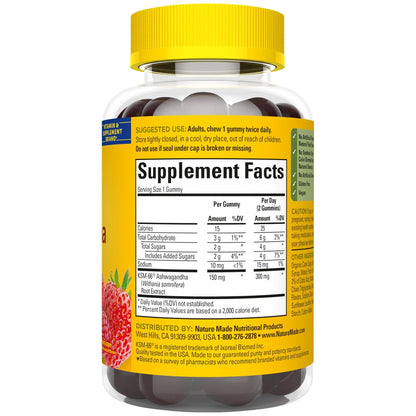 Nature Made Ashwagandha Gummies, Vegan, KSM 66 Ashwagandha Supplement for Stress Support, 60 Count, 30-Day Supply