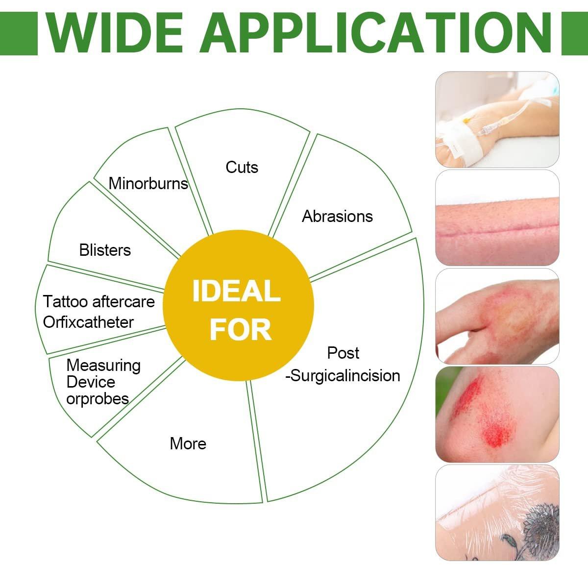 Transparent Film Dressing 2.3" x 2.75", 100 Packs, Waterproof Wound Cover Bandage, Post Surgical Shower or Tattoo Aftercare Bandage, IV Shield, Adhesive Patches - görsel 10