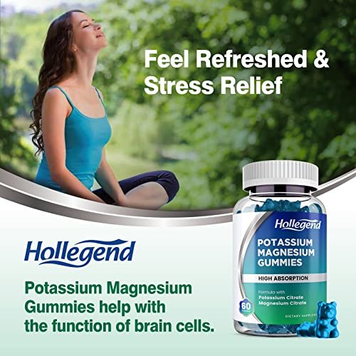 HOLLEGEND Potassium Magnesium Gummies, High Absorption Potassium Citrate 99mg Magnesium Citrate 180mg, Chewable Gummy Supplements for Leg Cramps & Muscle, 120 Count - görsel 7