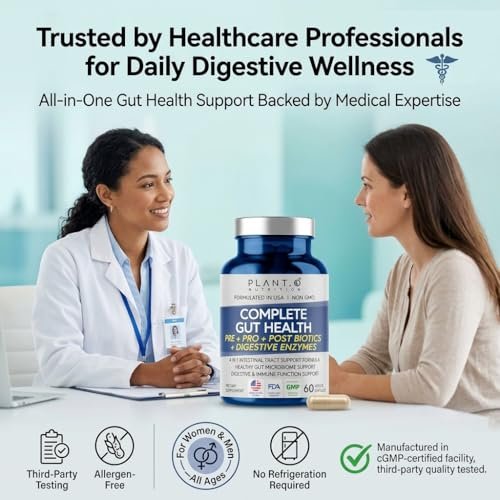 4-in-1 Gut Health Support – Prebiotics + Probiotics + Postbiotics + Digestive Enzymes for Women and Men – DE111 Spore Probiotic for Digestive Support & Bloating – Non-GMO – 60 Veggie Capsules - görsel 4