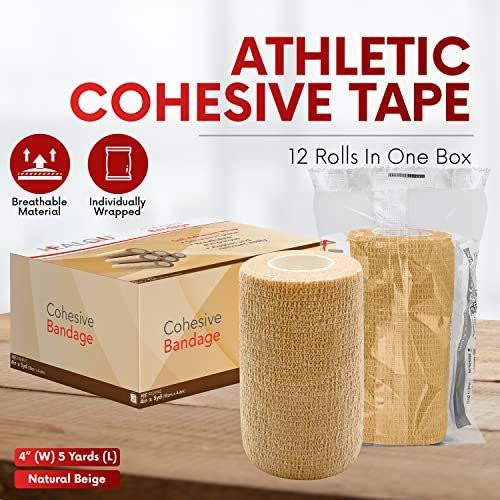 HEALQU Self Adhesive Bandage Wrap – 4" x 5 Yard, 12 Rolls Cohesive Tape for Athletic & Sports - Self Adherent Medical Tape, Flexible, Waterproof Elastic Bandages for Wrist & Ankle Vet Wrap for Dogs - görsel 2