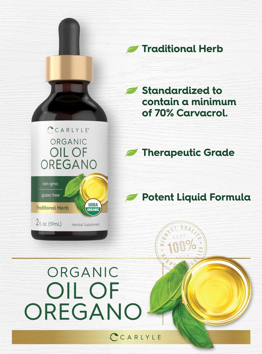 Carlyle Organic Oil of Oregano Liquid Drops - 2 fl oz - 1 Year Supply | Vegan Herbal Supplement | Non-GMO, Gluten Free - görsel 7