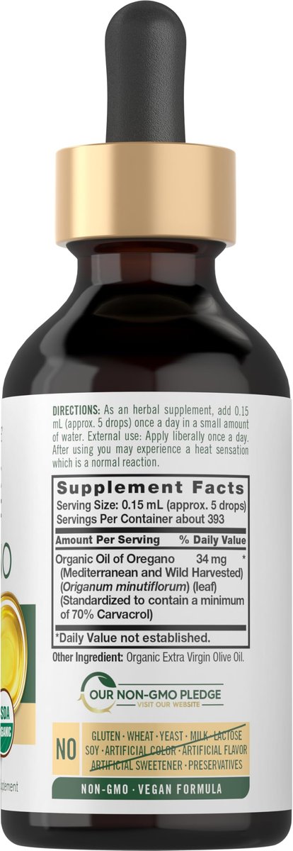 Carlyle Organic Oil of Oregano Liquid Drops - 2 fl oz - 1 Year Supply | Vegan Herbal Supplement | Non-GMO, Gluten Free - görsel 3