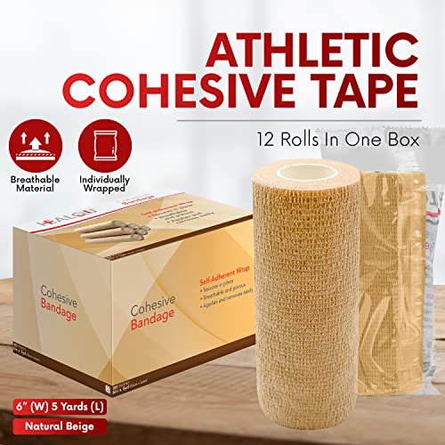 HEALQU Self Adhesive Bandage Wrap – Cohesive Tape for Athletic & Sports - 6” x 5 Yards Self Adherent Medical Tape, Flexible, Waterproof Elastic Bandages for Wrist & Ankle Vet Wrap for Dogs (12 Rolls) - görsel 3