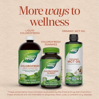 Nature's Way Chlorofresh Chlorophyll Gummies, Supports Healthy Skin and Body Detox*, Internal Deodorant*, Orchard Fruit Flavored, 60 Gummies