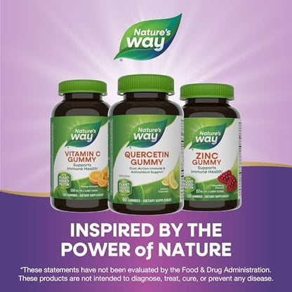Nature’s Way Quercetin Gummies with Zinc, Immune Defense Support*, Antioxidant Support*, Lemon Flavored, 60 Gummies (Packaging May Vary)