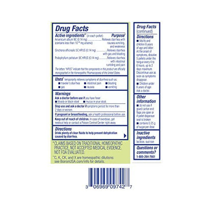 Boiron Diaralia On The Go Travel Essential for Diarrhea Relief, Gas, Bloating, Intestinal Pain, and Traveler's Diarrhea - 2 Count (160 Pellets)