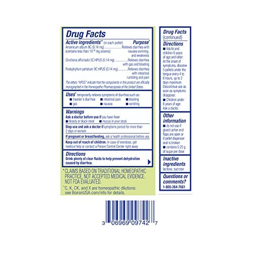 Boiron Diaralia On The Go Travel Essential for Diarrhea Relief, Gas, Bloating, Intestinal Pain, and Traveler's Diarrhea - 2 Count (160 Pellets) - görsel 5