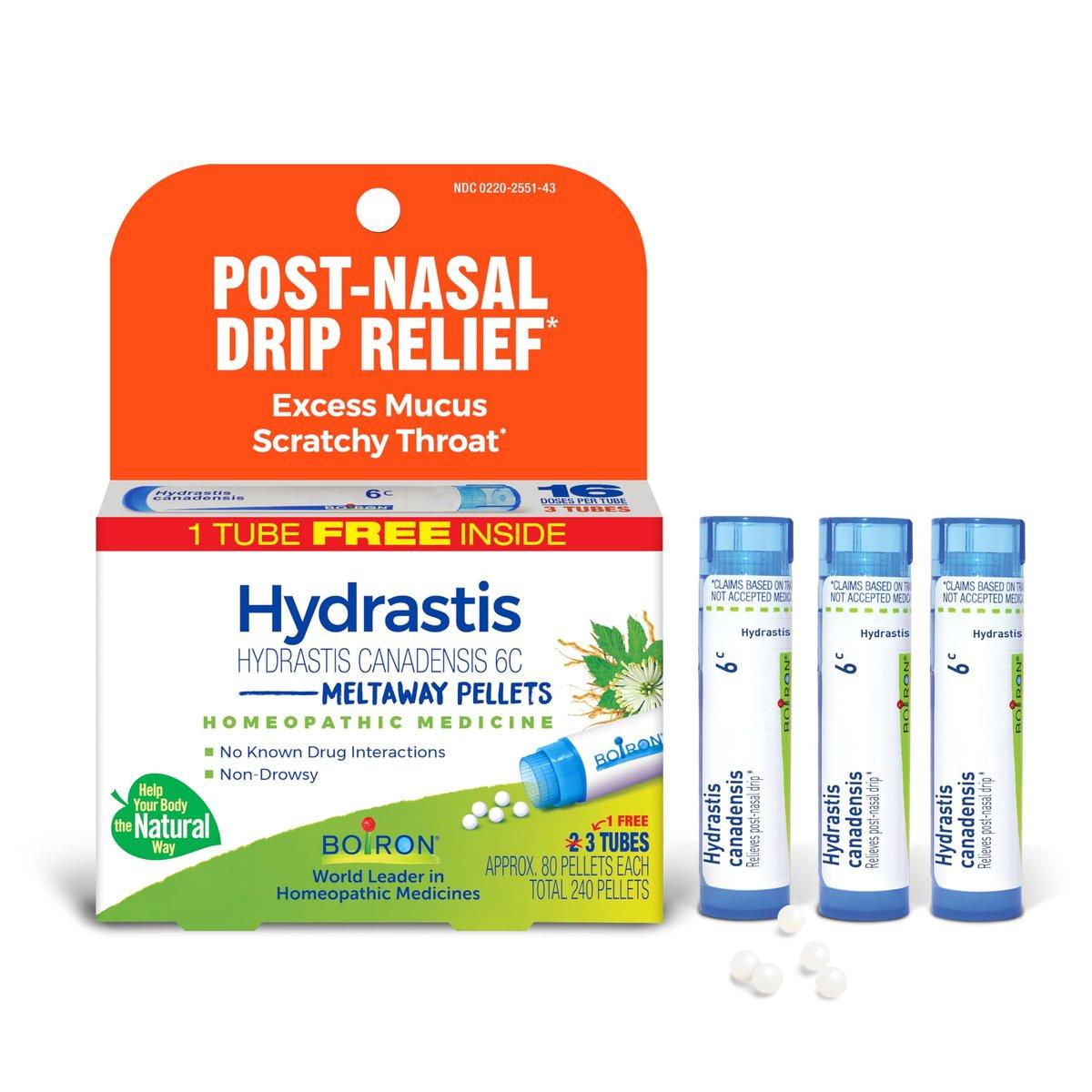 Boiron Hydrastis Canadensis 6C Homeopathic Medicine for Post-Nasal Drip Relief, Excess Mucus, Scratchy Throat - 3 Count (240 Pellets) - görsel 16