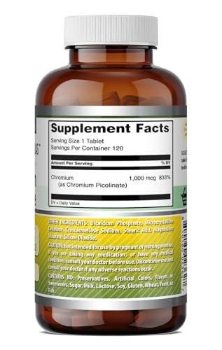 Amazing Formulas Chromium Picolinate 1000 Mcg | Tablets Supplement | Non-GMO | Gluten-Free | Made in USA (120 Count, 1 Pack)