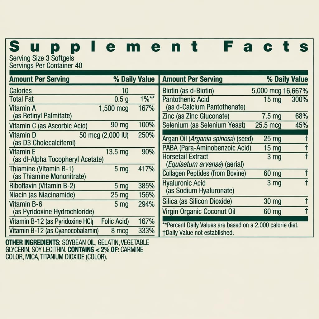 Spring Valley Extra Strength Hair, Skin & Nails Dietary Supplement 120ct 5000 mcg - görsel 8