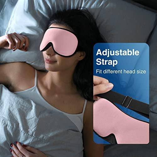 YFONG Weighted Sleep Mask, Women Men 3D Eye Mask Blocking Lights Sleeping Mask (4.2oz/120g), Pressure Relief Night Sleep Eye Mask with Adjustable Strap, Eye Cover Blindfold for Travel Nap Yoga, Pink - görsel 15