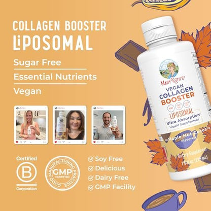 MaryRuth Organics Collagen Booster Liposomal, Sugar Free, Liquid Collagen Booster with Vitamin C, Vitamin E, Zinc, Copper & Silica, Skin Care & Joint Support Supplement, Vegan, Non-GMO, 7.6 Fl Oz