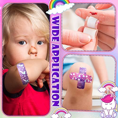 Funtery 8 Styles Kids Fabric Bandages Flexible Self Adhesive Bandage Wrap for Cuts Scrapes Wounds Burns Baby Child Toddlers, Assorted Patterns - görsel 2