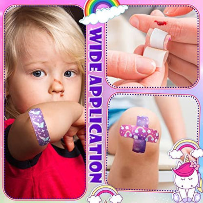 Funtery 8 Styles Kids Fabric Bandages Flexible Self Adhesive Bandage Wrap for Cuts Scrapes Wounds Burns Baby Child Toddlers, Assorted Patterns