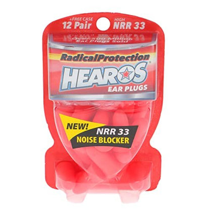 Hearos Radical Protection Foam Ear Plugs, NRR 33, 12 Pair, Orange (5801)