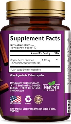 Ceylon Cinnamon Capsules - Certified Organic Ceylon Cinnamon Powder - 100% Extra Strength Cinnamon Pills - Energy & Heart Support - Gluten Free & Sugar Free Supplement - Bottled in USA - 60 Capsules - görsel 5