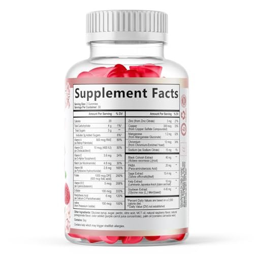 Menopause Supplements for Women Gummies - Complete Natural Mild Hot Flashes & Night Sweats Support, 16 in 1 Multi-Benefit Female Menopause Relief Gummy, Support for Balance & Energy - 60 Gummies - görsel 3