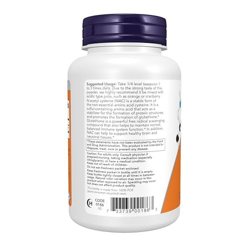Now Supplements, NAC (N-Acetyl Cysteine) 600 mg Pure Powder, Free Radical Protection*, Cellular Health*, Immune System Function* 4-Ounce (113 g) - görsel 6
