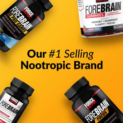 Force Factor Forebrain Focus Brain Booster, Brain Supplement to Boost Clarity & Concentration, for Memory & Sharpness & Increase Productivity, Nootropic Brain Support Supplement, 60 Capsules