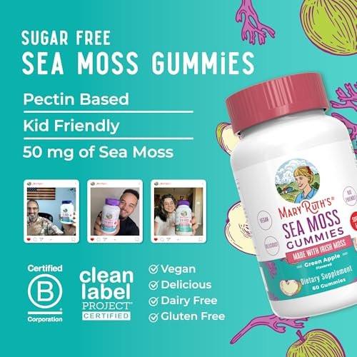 MaryRuth Organics Gummies Sugar Free Made with Irish Sea Moss for Gut Health and Immune Support Formulated for Adults and Kids Ages 4+ Vegan Non-GMO Gluten Free | 60 Count - görsel 6