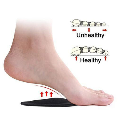 Dr. Foot's Arch Support Shoe Insoles for Flat Feet, Gel Arch Inserts for Plantar Fasciitis, Adhesive Arch Pad for Relieve Pressure and Feet Pain - 3 Pairs (Black, 3 Count)