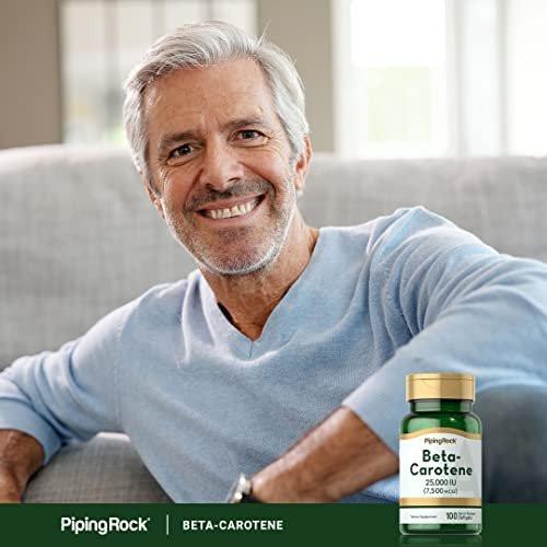 Piping Rock Beta Carotene 25000 IU Softgels | 7500 mcg | 100 Count | Vitamin A Supplement | Non-GMO, Gluten Free - görsel 1