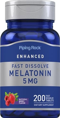 Piping Rock Melatonin 5mg | 200 Fast Dissolve Tablets | Berry Flavor | Adult Supplement | Vegetarian, Non-GMO, Gluten Free Formula - görsel 2