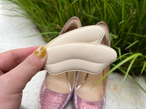 Heel Grips Liner, Cushions Heel Pads Insert Prevent Too Big, Slipping, Blisters, Filler for Loose Shoe Fit (NEW (Pale Apricot+Black)) - görsel 4