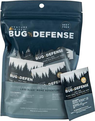 Venture Wipes Natural Mosquito Repellent Wipes - Travel Size Bug & Insect Repellent Wipes w/Citronella, Peppermint & Rosemary - DEET-Free Mosquito Repellant for Travel, Outdoor & Patio- 15 Count Bag